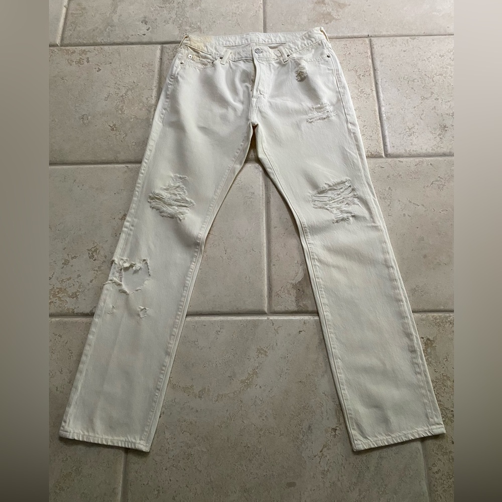 SOLD Abercrombie & Fitch 1892 Men's Distressed Jeans 33 x 32 Cream/Off White